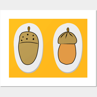 2 acorns. Autumn themes. A gift for a nature lover, naturalist, biologist. Forest design. Posters and Art